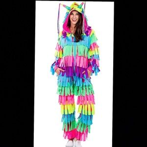 Tipsy Elves Multicolor Pinata Costume Jumpsuit, Bright and Colorful Streamers